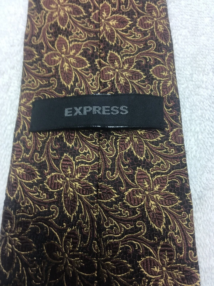 CORBATA EXPRESS HOMBRE TONOS MARRÓN CON DORADO 3,75 X 60 Foto 4 de 4