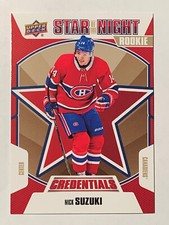 2019-20 UD Credentials Star Of The Night Rookie NICK SUZUKI Card# 1S-12. rookie card picture