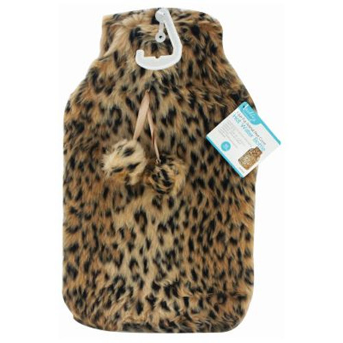Large Hot Water Bottle with Fleece Cover – Luxury Faux Fur Neck Shoulder Warmer