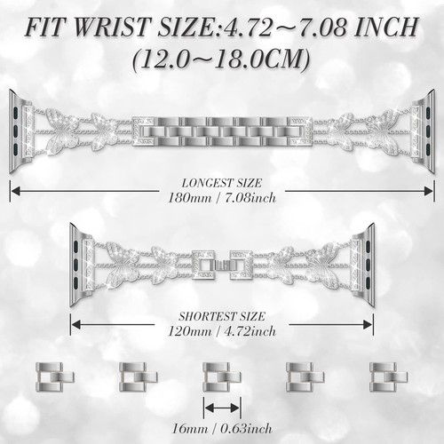 Bling Diamond Butterfly Metal iWatch Band Case For iWatch Series 10 9 5 1 Ultra - Picture 34 of 46