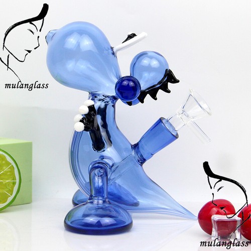 Pipa acqua vetro fumo tabacco dinosauro blu 6" qualità premium narghilè bong - Foto 10 di 14