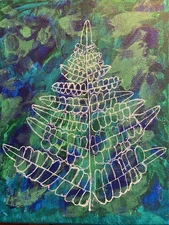 Expressionism 8x10 Acrylic Canvas Painting White Fern Original Handmade Signed