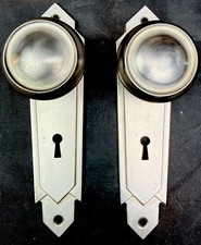 Art Deco Corbin Miami Pattern B Design Interior Knobs, Plates, Nickel Chrome