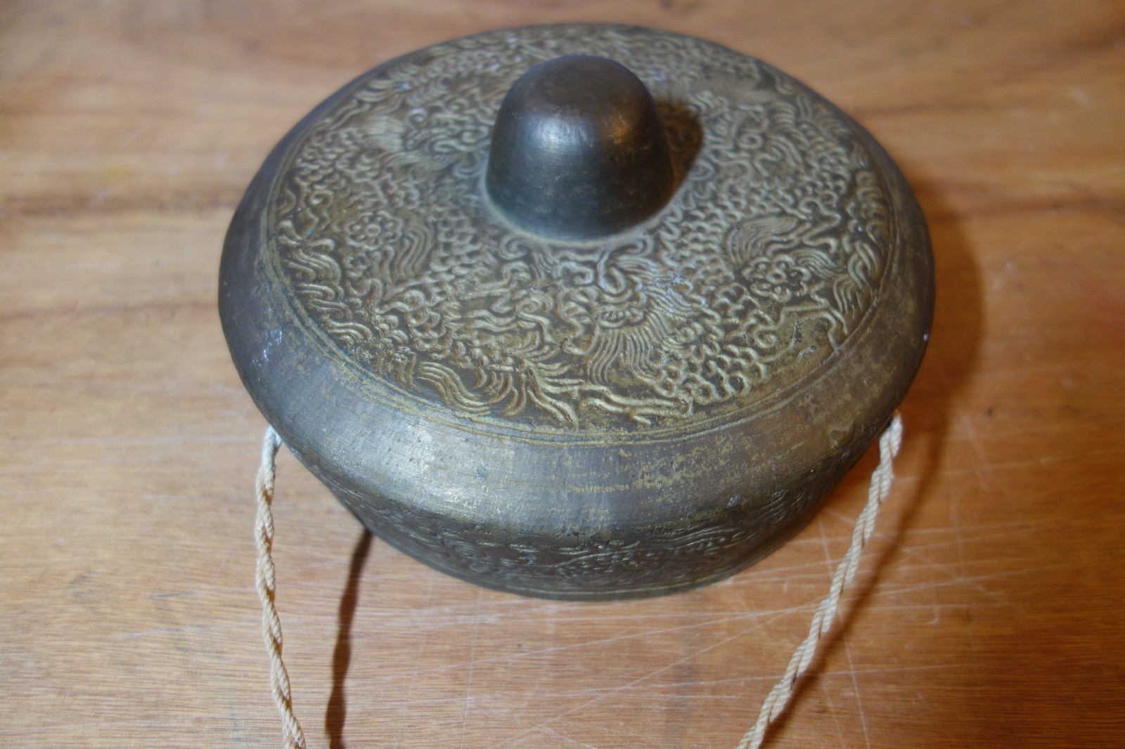BRASS NIPPLE TEMPLE GONG VINTAGE THAI BUDDHIST MEDITATION HEALING DECORATIVE