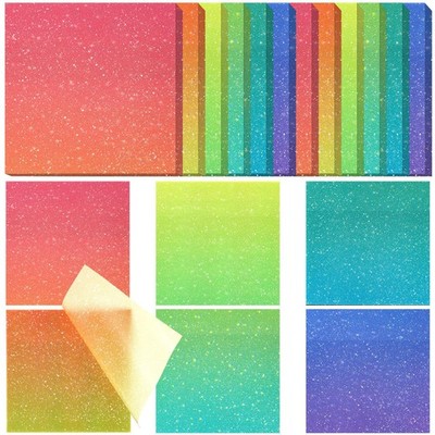 Gueevin 600 Sheets Transparent Sticky Notes 12 Pack Glitter Gradient 2.9'' | ...
