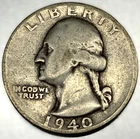 1940-S Washington 90% Silver 25c-Low Mintage- VG Condition US Coin - 3412