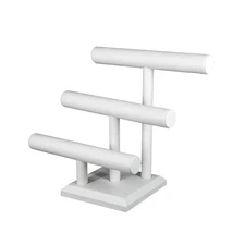 SSWBasics- White Faux Leather 3 Tier Jewelry Display - Bracelet Holder