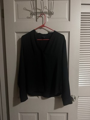 Womens Halogen Sheer Black Button Down Black Top Size Medium 