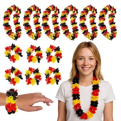 12er Deutschland Aloha Set Hawaiiketten EM Arm Blumenkette Alohakette Fanartikel