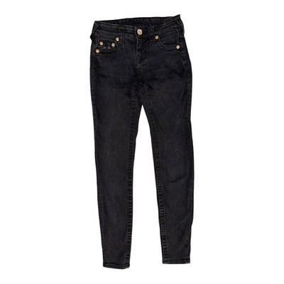 True Religion Jeans Gr. UK 7 25W 30L Halle Mid Rise Super Skinny Y2K Hufeisen