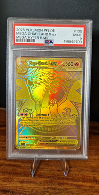 PSA 9 Pokémon TCG Mega-Glurak X Ex 130/094 Mega Hyper Rare Holo EX DE
