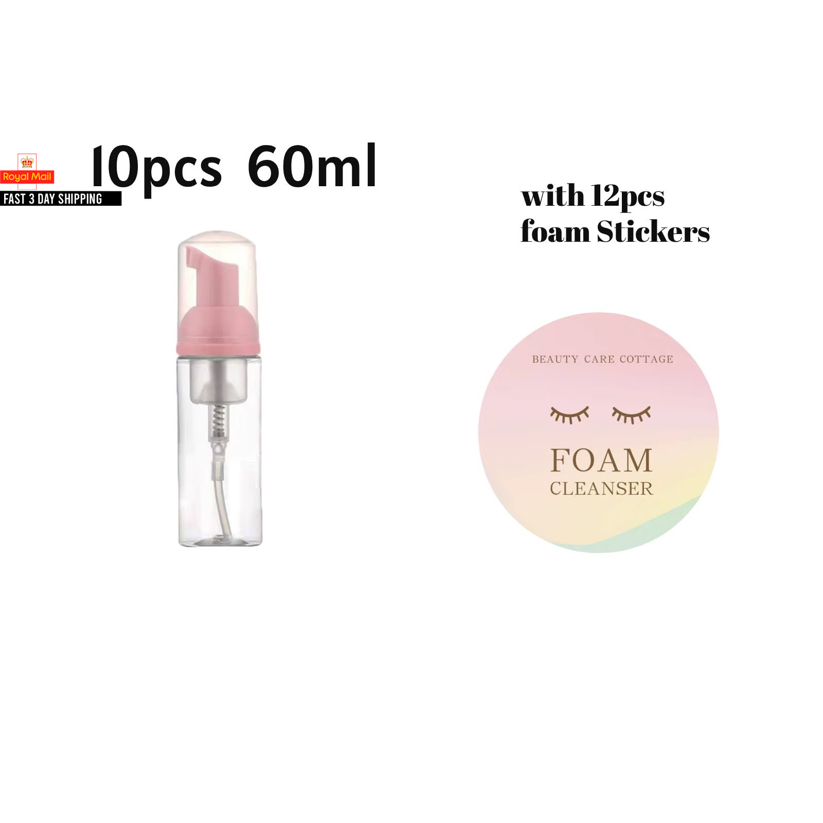 10PCS 60Ml Foam Pump Bottle Empty Face Lashes Shampoo Cleanser Plastic Foaming C