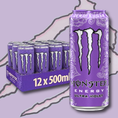 12x Monster Energy Ultra Violet Zero Sugar   Koffeinhaltiges Erfrischungsgetränk