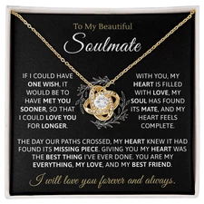 Soulmate necklace, Gift for soulmate, Necklace for her, Touching massage card