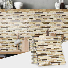 Brown Marble Vinyl Tile Stickers Kitchen Bathroom Backsplash Stickers 10P