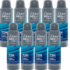 9 Pack Dove Men Clean Comfort 72 HR Antiperspirant Deodorant Spray, 150ml