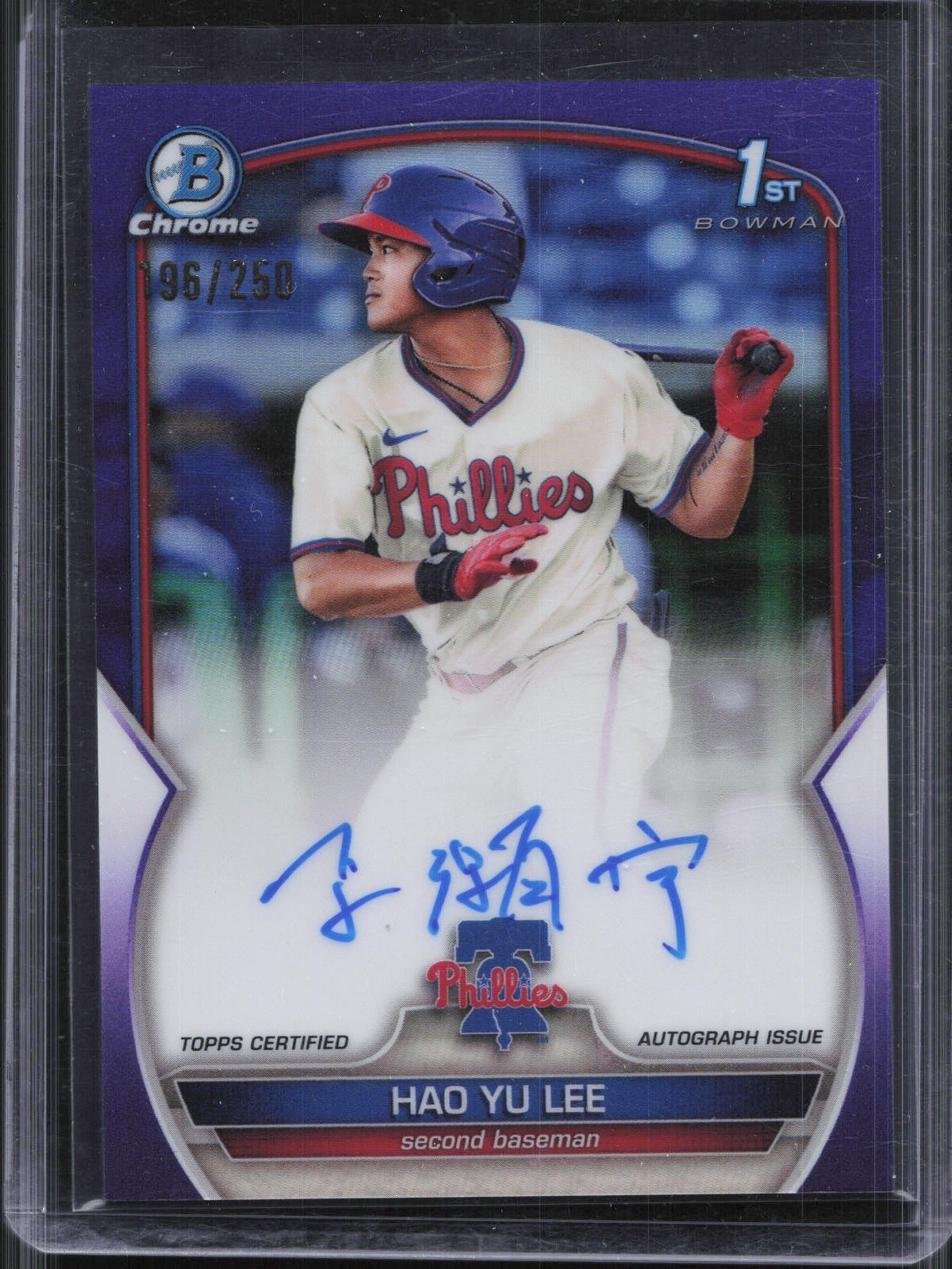 2023 Bowman Chrome Hao Yu Lee 1st Purple Refractor Auto /250 Tigers