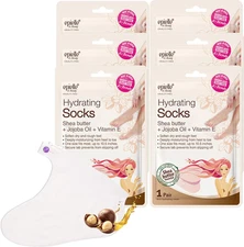 Hydrating Foot Mask 6 Pairs, Relieve and Soften with Shea Butter & Jojoba Oil, D