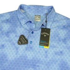 NEW Callaway Golf Polo Mens XL Magnetic Blue Opti-Dri Swing Tech Geometric Print