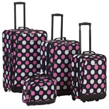 Rockland Escape 4-Piece Softside Upright Luggage Set, Telescoping Handles, Mu...