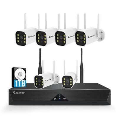 JENNOV Wifi Outdoor Security Camera System 1TB Color Night Vision 5MP 10CH NVR