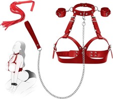 Breast Bondage Restraints Set for Couples   Adjustable Leather BDSM Harness wi