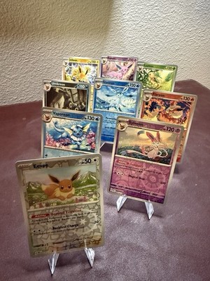 Pokemon EEVEE PRISMATIC EVOLUTIONS Complete 9 Card REVERSE HOLO SET UMBREON