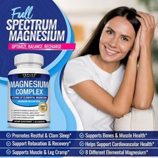 Magnesium Complex,1000mg of 8-element magnesium, Gluten Free Non GMO 90