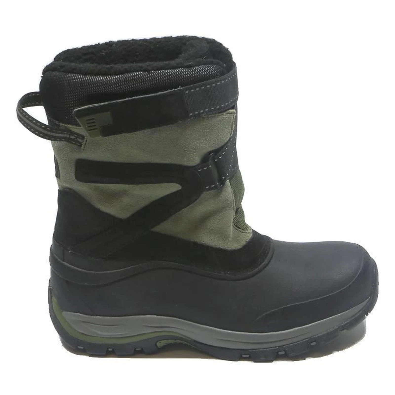 LAND'S END Mens Lace-Up Winter Snow Boots Leather Black Green UK 7 Cold Weather