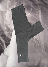 Under Armour Cropped Leggings Womens small gray HeatGear Compression Athleisure