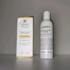 Lot of 2 Kiehl's Ultra Hydrating Facial Toner + Better Screen UV Serum Sunscreen