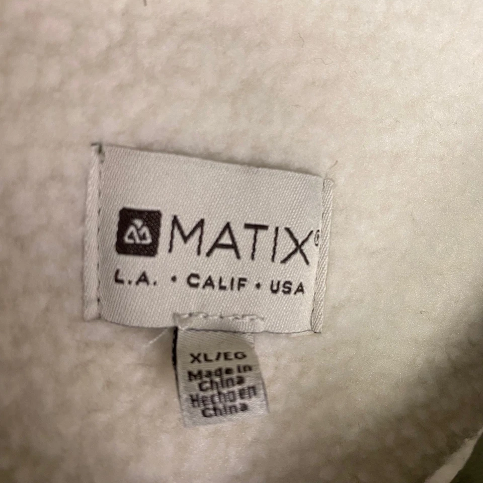 MATIX Mens XL Shirt Jacket Olive Green Cotton Blend Sherpa Lined Snap Front - Image 3 of 4