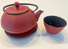 Iwachu Cast Iron Tetsubin Kettle, with Stand and Cup. Japanese.