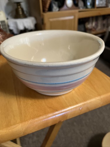 Mixing Bowl Pink And Blue Stripe 7" Oven Proof McCoy ?