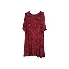 Old Navy Dress Womens Maroon With Polka Dots Flared XXL  SS Crew Neck