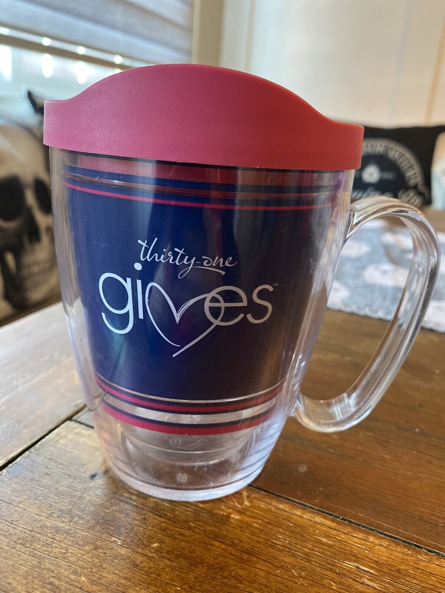 Thirt-One Gives 31 Tervis Tumbler Cup With Handle Coffee Wine Hot Cold  Beverage