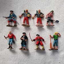 VINTAGE 1960S - PLASTIC HANDPAINTED "PIRATES" 7 DIFFERENT RARE LOOK