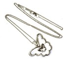 925 Sterling Silver .10ct black white diamond Double Butterfly pendant necklace  — photo 4