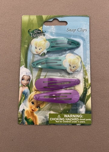 Disney Tinker Bell Snap Clip Set~Includes 4 Snap Clips~Ages 3+, New In Package! - Picture 2 of 3