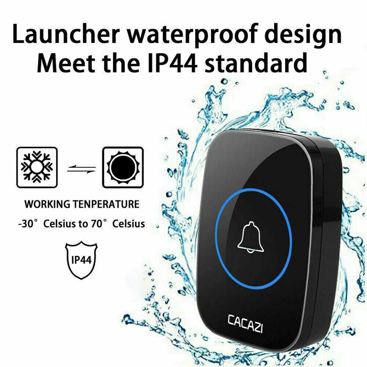 IndoTeam Wireless Doorbell – Plug In Waterproof Battery Operated Door Bells Wireless Cordless