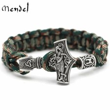 MENDEL 8 Inch Mens Nordic Norse Viking Thors Mjolnir Hammer Cuff Bracelet Men