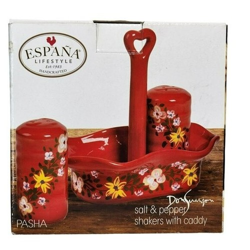 Handmade Red Ceramic salt And Pepper shakers With Caddy - Picture 11 of 16