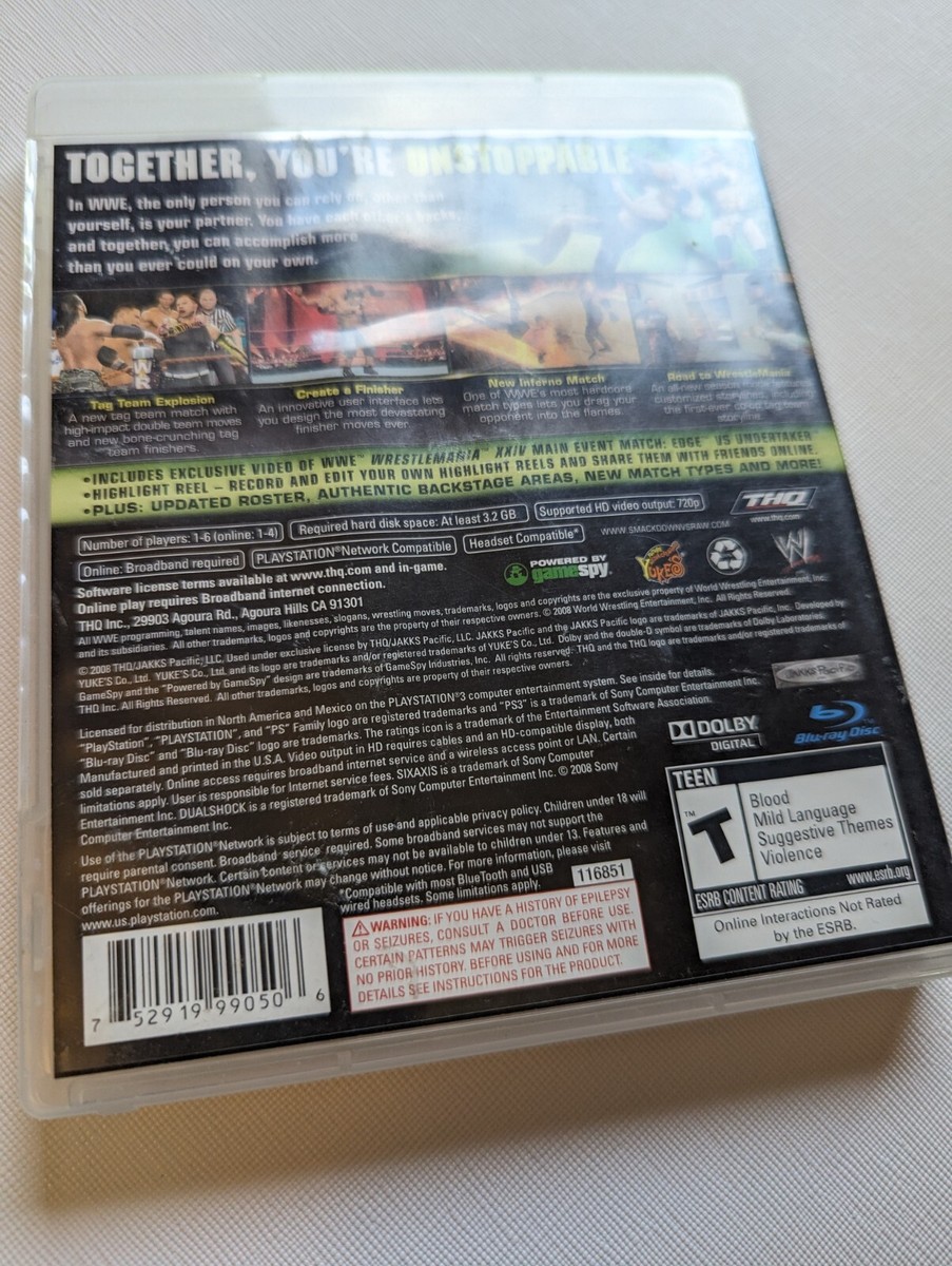WWE SmackDown vs. Raw 2009 (Sony PlayStation 3) Damaged Artwork