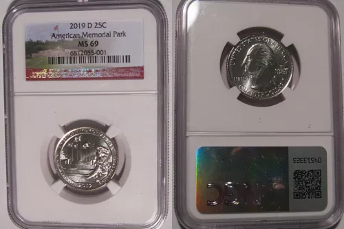 2019 D American Memorial Park NP Quarter 25c NGC MS 69