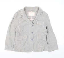Jack Wills Womens Ivory Striped Jacket Blazer Size 12 Button