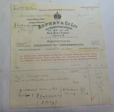 ASPREY & CO LTD HOUGHTON & GUNN LEUCHARS London Billhead Invoice Ephemera 1915