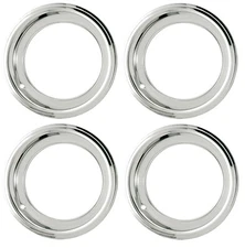 15" DEEP DISH CHROMED STAINLESS STEEL TRIM BEAUTY RING WIDE STEPPED EDGE SET