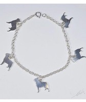 Silbernes Rollo-Kettenarmband, Mit AnhäNger Silhouetten Eines Boston-Hundes Luce