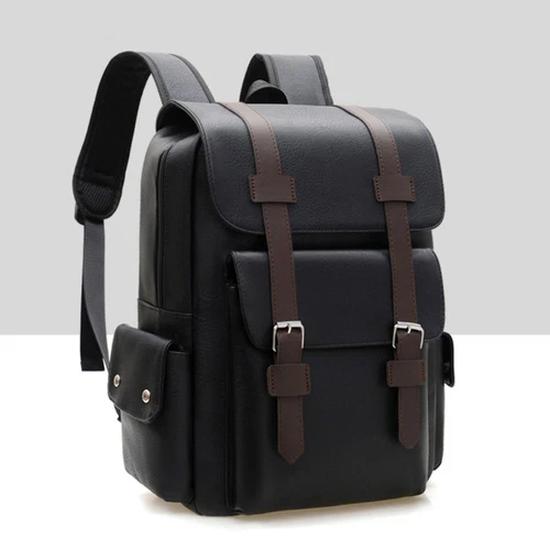 Large Capacity Computer Bag PU Leather Backpack  Outdoor Travel