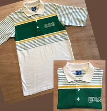 vtg CHAMPION Single-Stitch Brooks College Polo Shirt Sz M LOGO USA